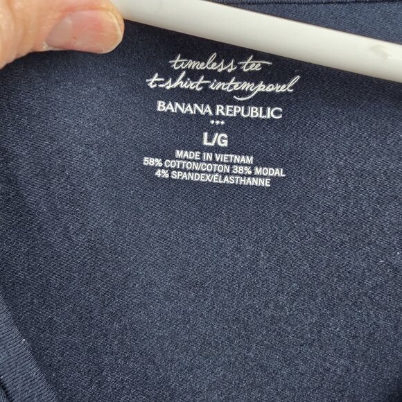 Banana Republic Timeless Navy V-Neck Womens Tee L Size Cotton/Modal/Spandex - Picture 3 of 5
